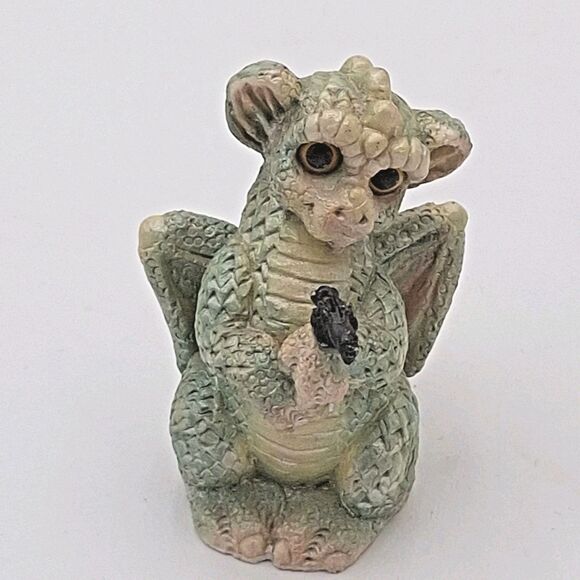 Vintage 1993 Stone Critter Littles Green Dragon SCL 114 Made in the USA Fantasy - Picture 6 of 11